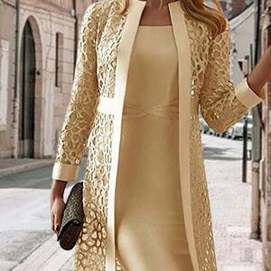 Yellow Dress with Lace Cardigan 2pc Set